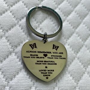 Silver chrome color heart shaped keychain